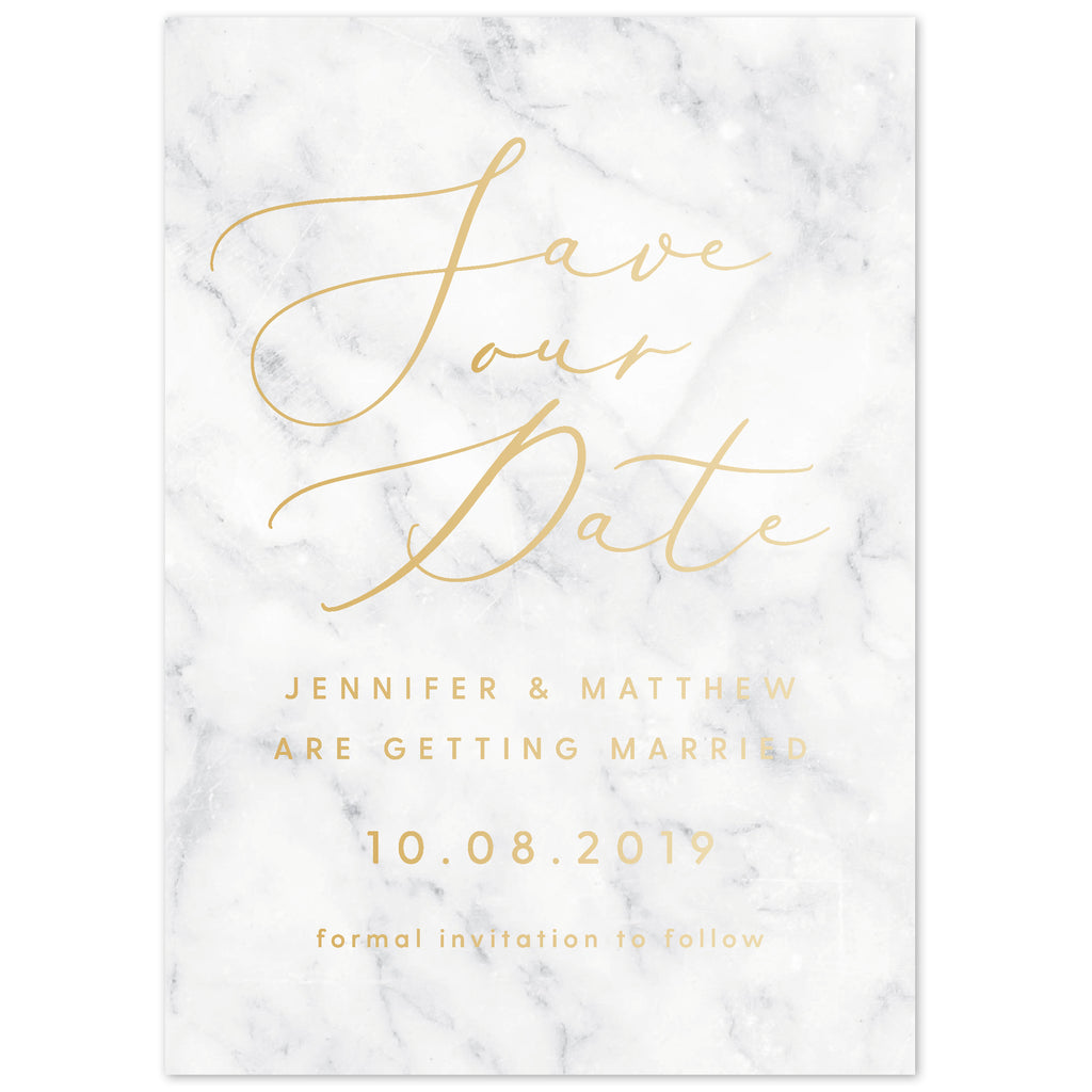 Marble foil save the date card - Project Pretty