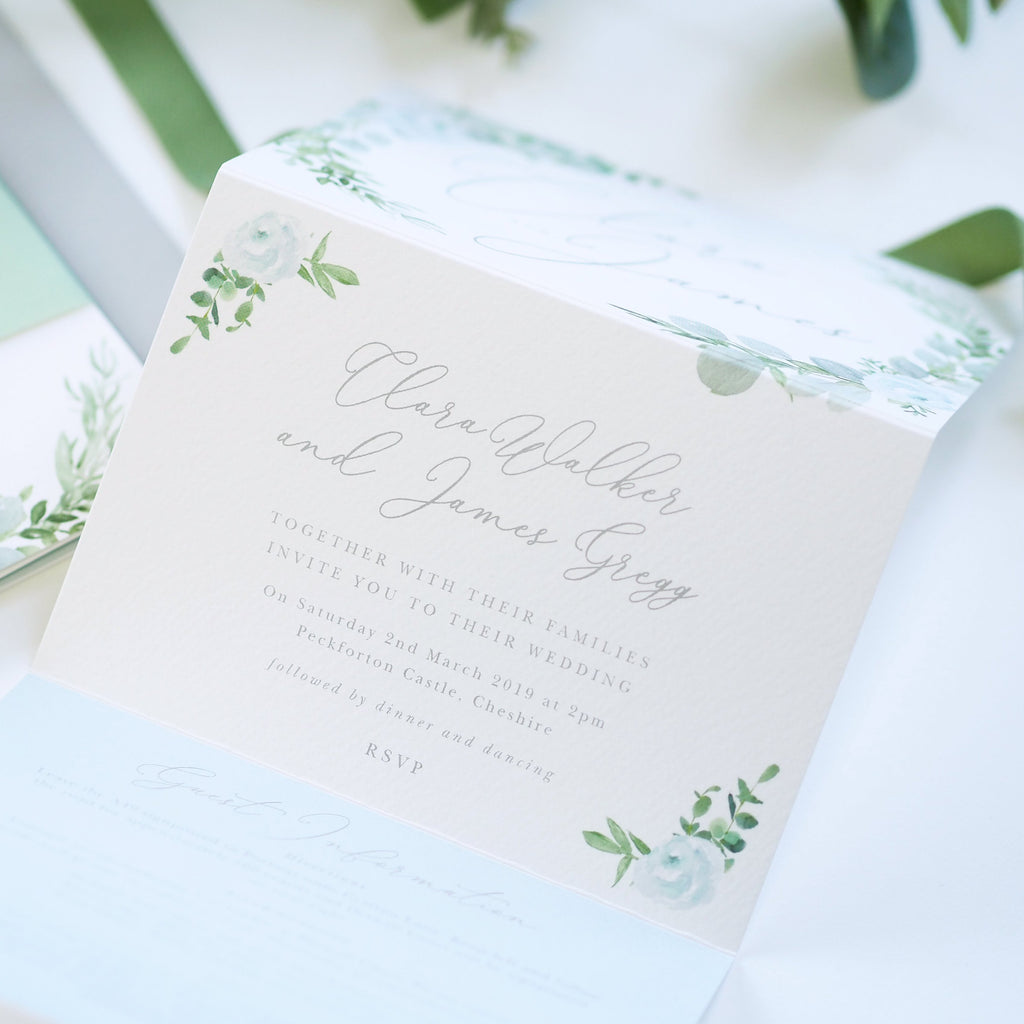 Eucalyptus concertina wedding invitation - Project Pretty
