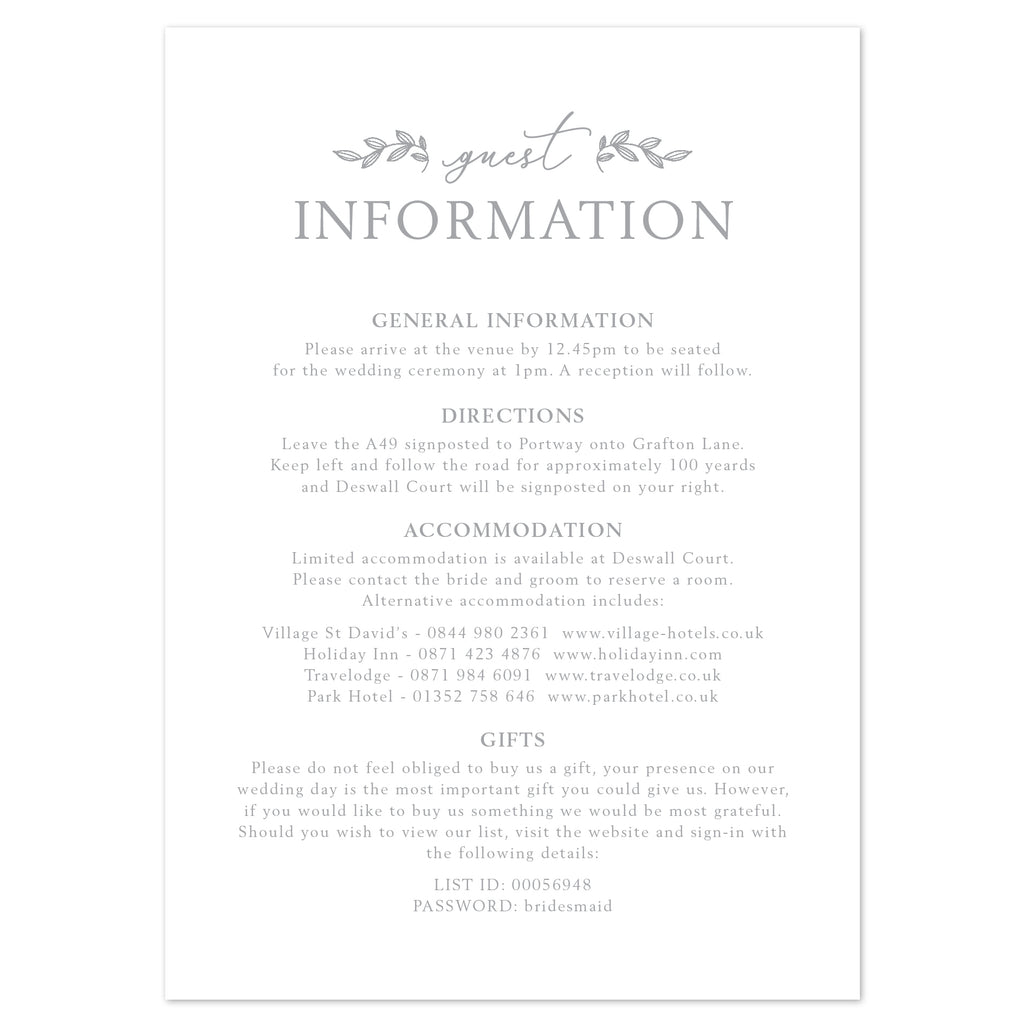 Darcey information card - Project Pretty