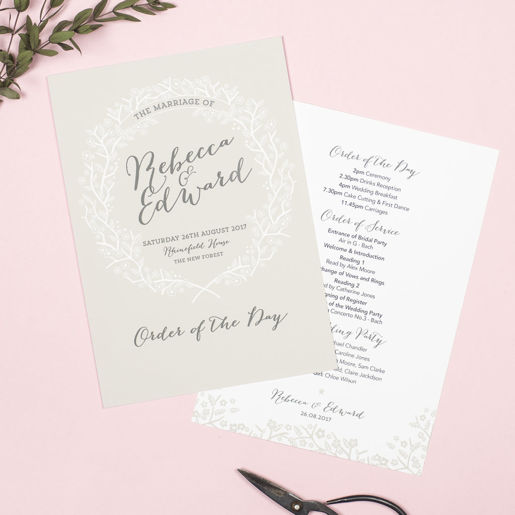 Enchanted Forest Wedding Order Of The Day Program Cards - Project Pretty